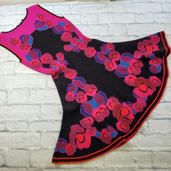Diane von Furstenberg Abstract Floral Jacquard Fit & Flare Dress sz Small Petite - Picture 5 of 16